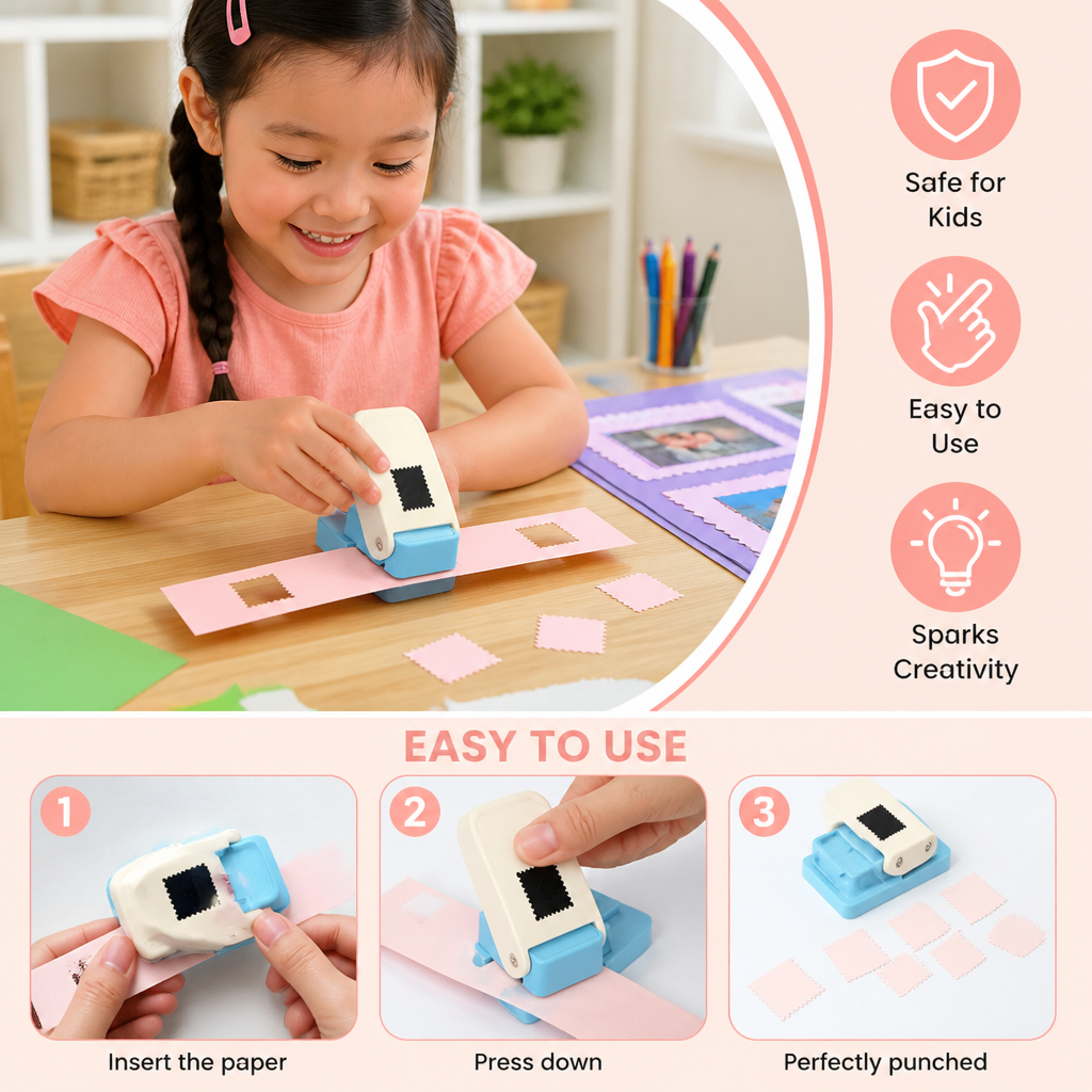 DIY Postage Stamp Paper Punch for Kids’ Arts & Crafts