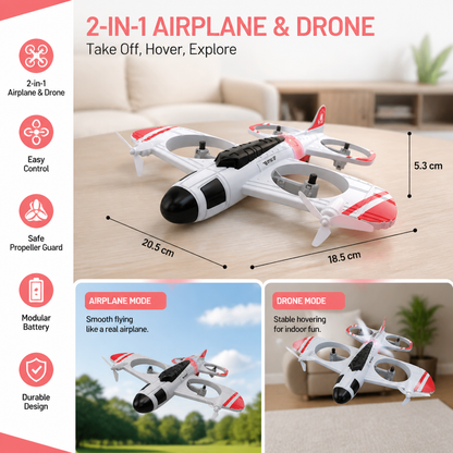 2-in-1 Remote Control Fighter Jet & Drone Toy