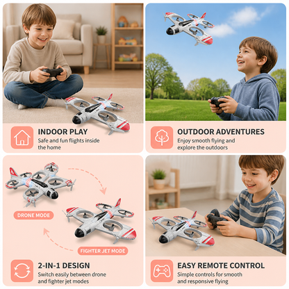 2-in-1 Remote Control Fighter Jet & Drone Toy