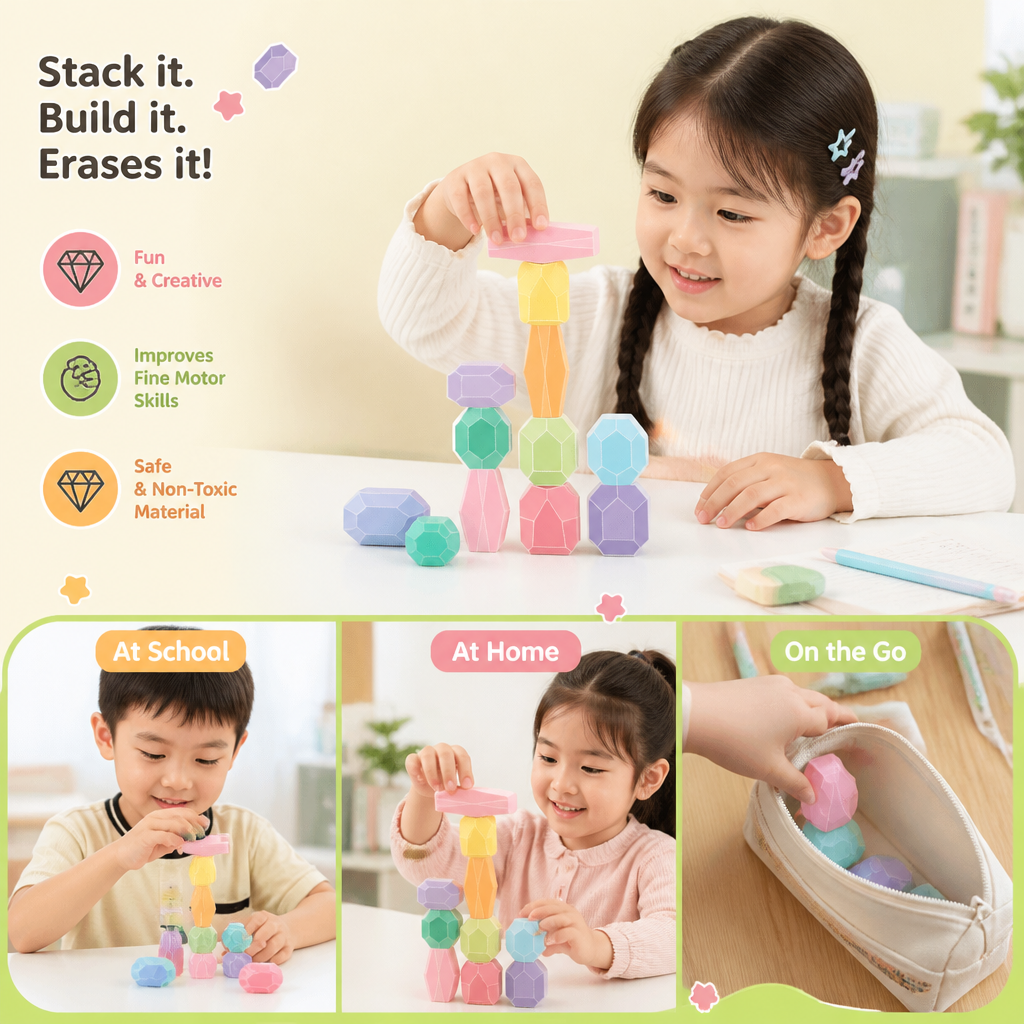 Stack & Build Gem Eraser Set