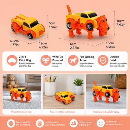 Wind-Up Transforming Animal Car Toy