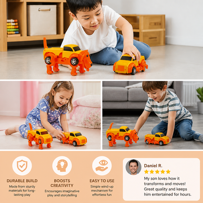 Wind-Up Transforming Animal Car Toy