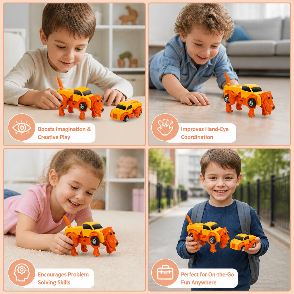 Wind-Up Transforming Animal Car Toy