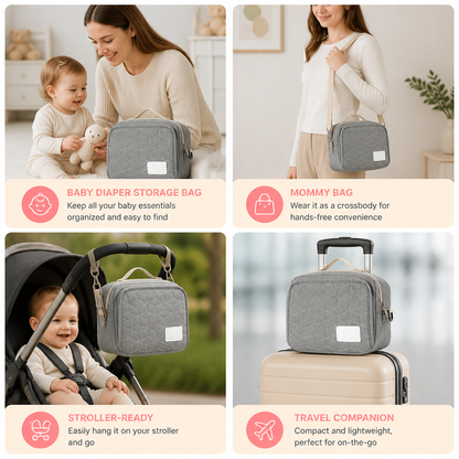 3in1 Stroller Organizer Bag – Waterproof Diaper Caddy with Insulated Pockets