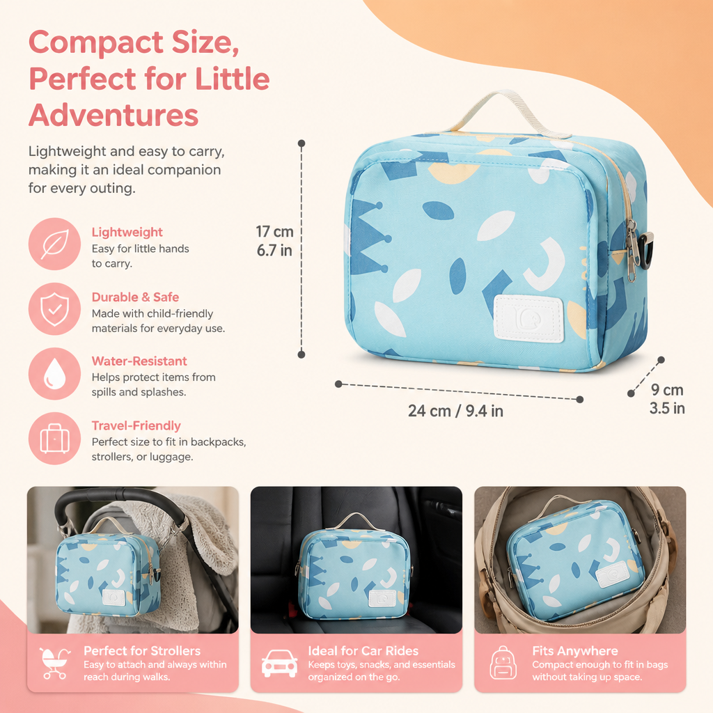3in1 Stroller Organizer Bag – Waterproof Diaper Caddy with Insulated Pockets