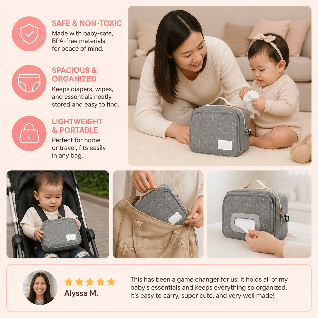 3in1 Stroller Organizer Bag – Waterproof Diaper Caddy with Insulated Pockets