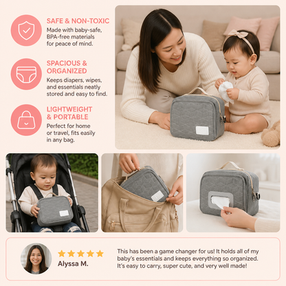 3in1 Stroller Organizer Bag – Waterproof Diaper Caddy with Insulated Pockets
