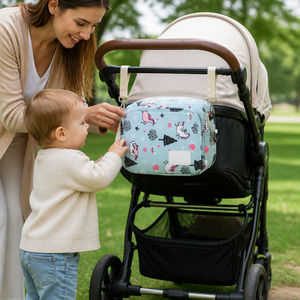 3in1 Stroller Organizer Bag – Waterproof Diaper Caddy with Insulated Pockets