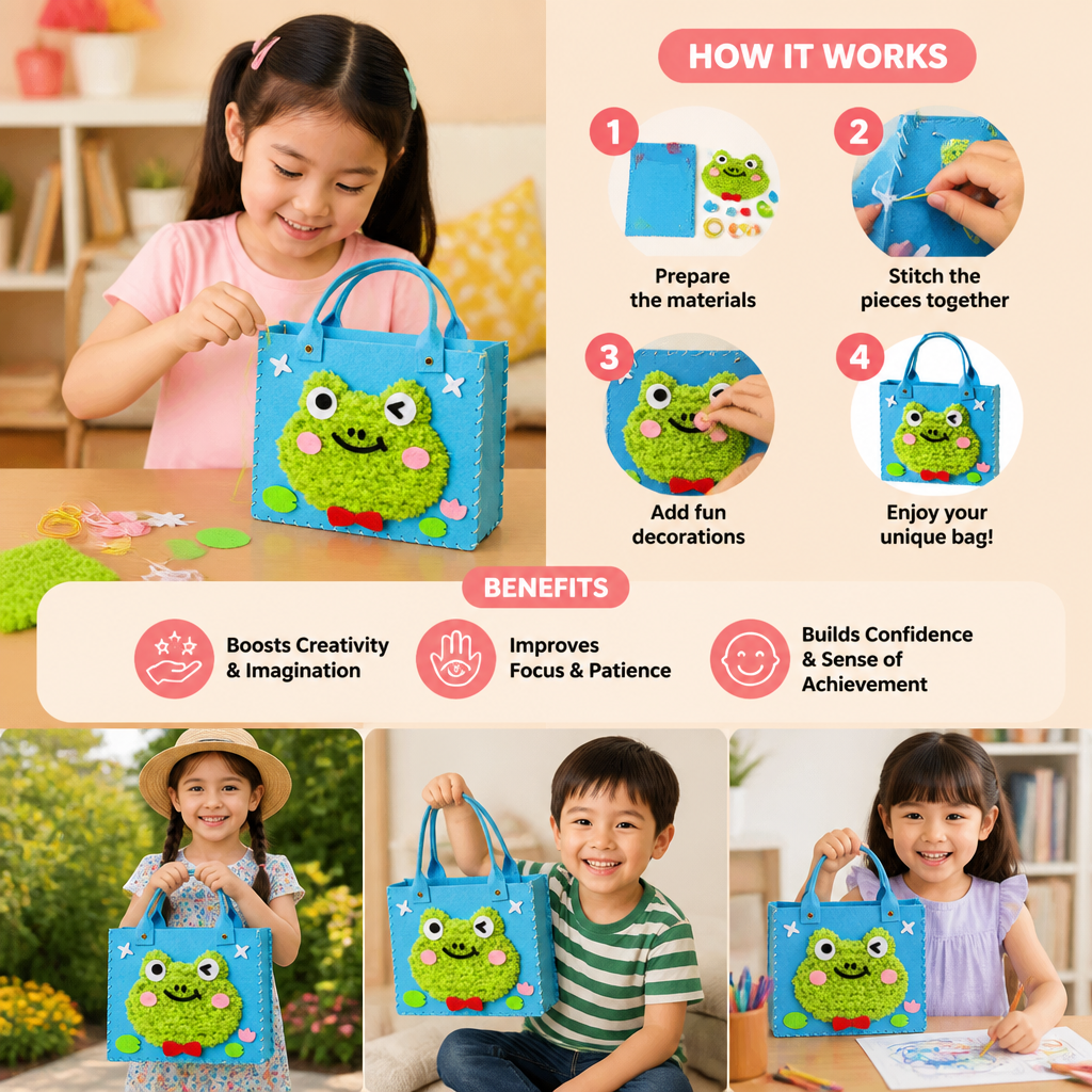 Kids DIY Plush Tote Bag Craft Kit