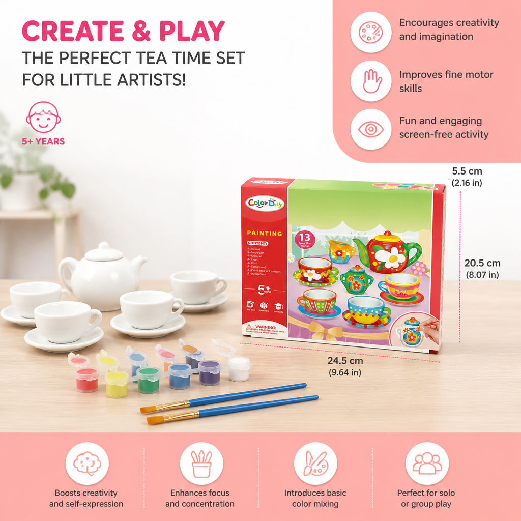 DIY Ceramic Tea Set Painting Kit for Kids