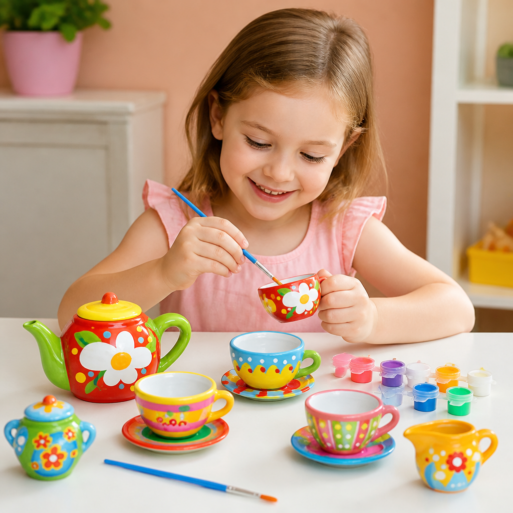 DIY Ceramic Tea Set Painting Kit for Kids