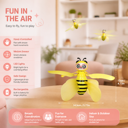 Hand-Controlled Flying Bee Toy with Motion Sensor and LED Lights