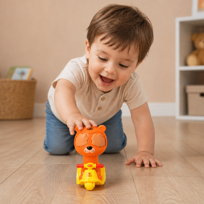 Press & Go Animal Motorcycle Toy – Cute Hide-and-Seek Character Car