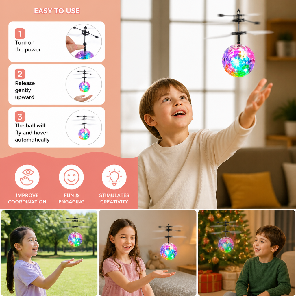Hand-Controlled Flying LED Ball Drone for Kids