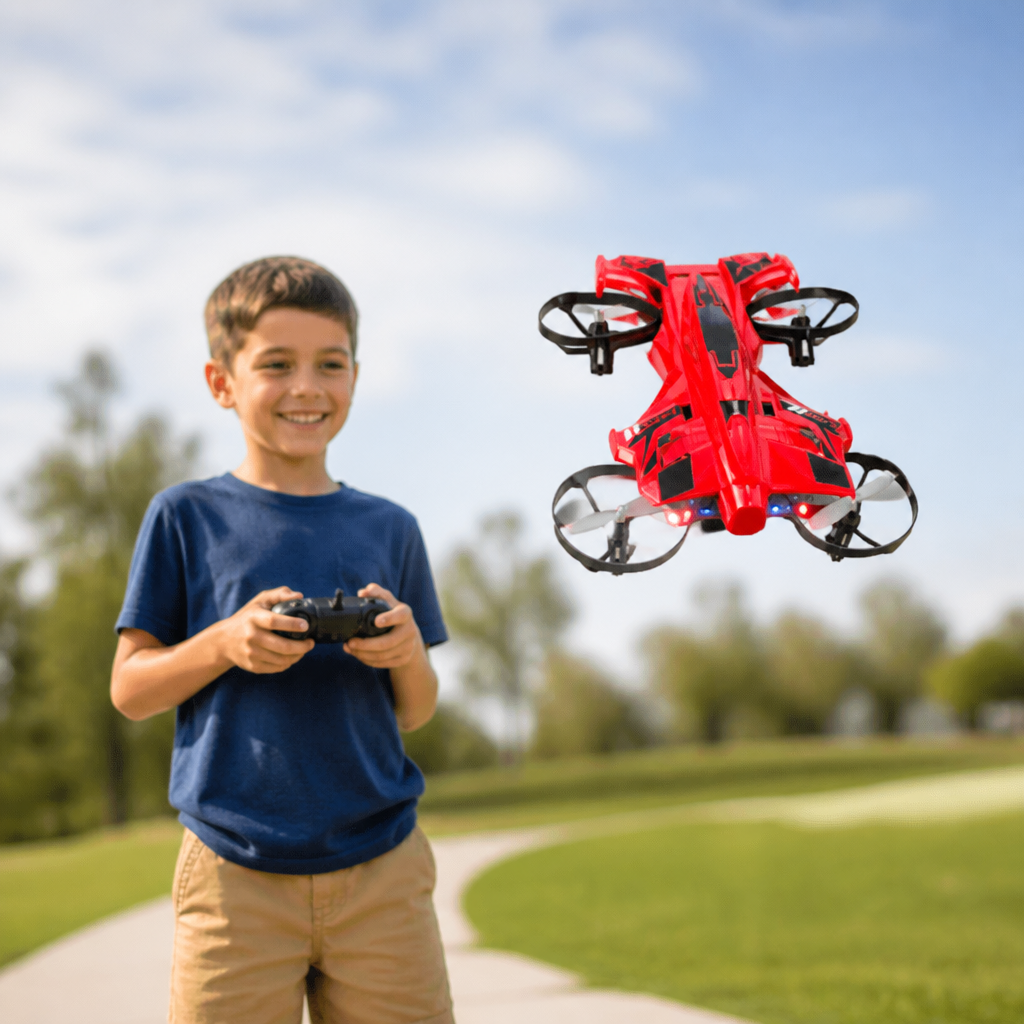 2-in-1 Remote Control Flying Drone & Stunt Racing Car