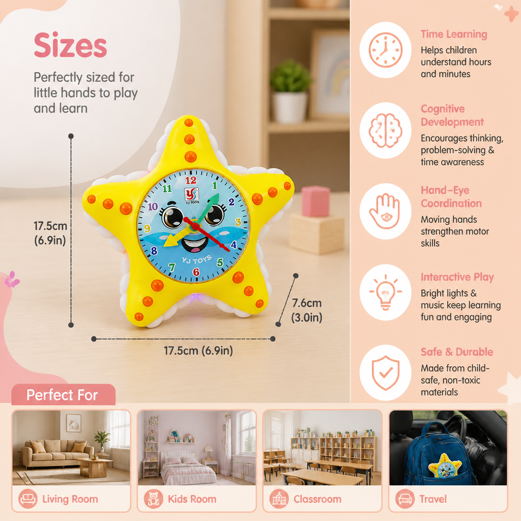 Starfish Clock Learning Toy – Interactive Time Teaching Toy for Kids