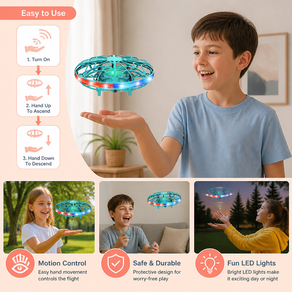 Motion-Sensing LED UFO Flying Drone