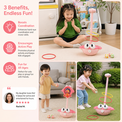 3-in-1 Educational Activity Game – Ring Toss, Basketball & Sticky Ball