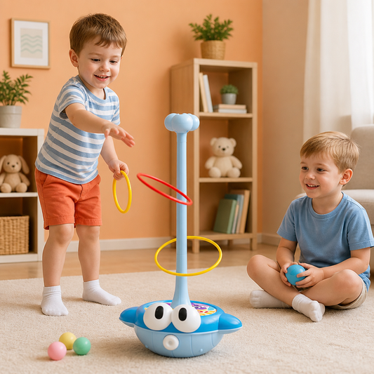 3-in-1 Educational Activity Game – Ring Toss, Basketball & Sticky Ball