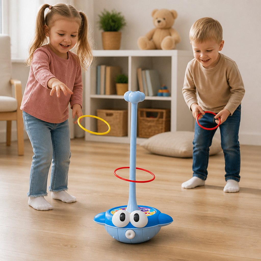 3-in-1 Educational Activity Game – Ring Toss, Basketball & Sticky Ball