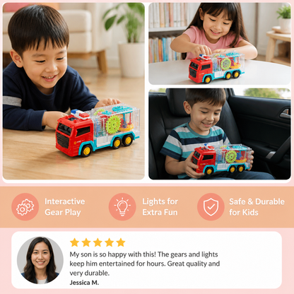Interactive Gear Fire Truck Toy with Lights
