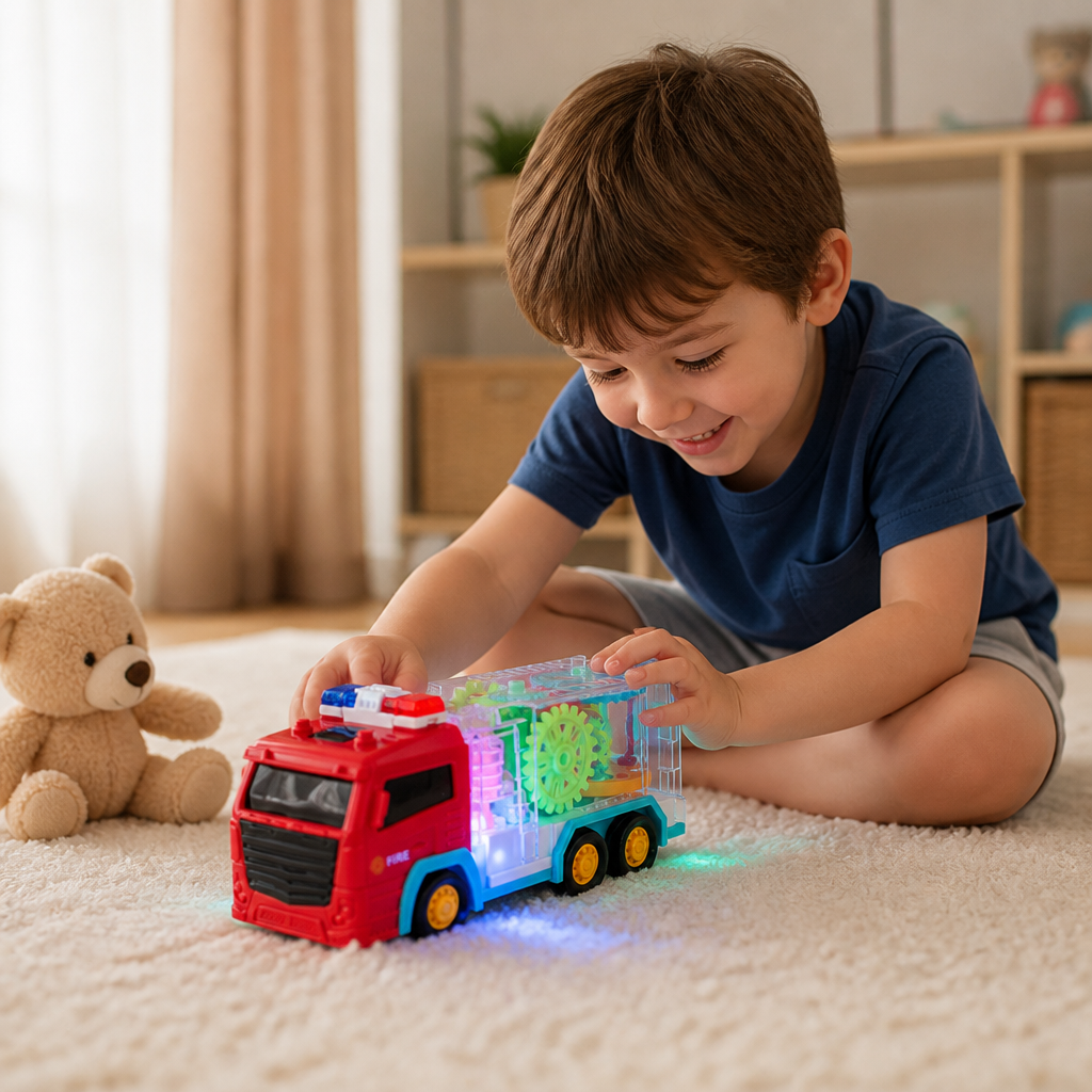 Interactive Gear Fire Truck Toy with Lights