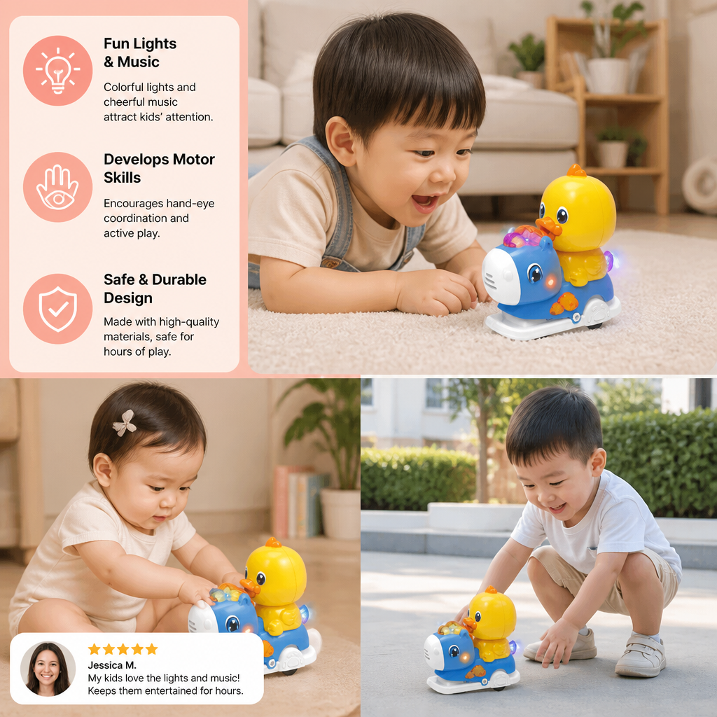 Interactive Animal Swing Toy with Music & Lights
