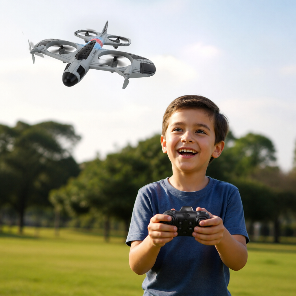 2-in-1 Remote Control Fighter Jet & Drone Toy