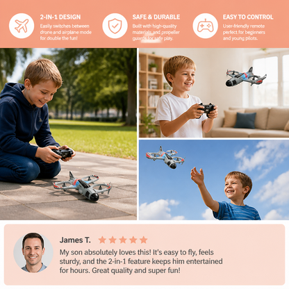 2-in-1 Remote Control Fighter Jet & Drone Toy