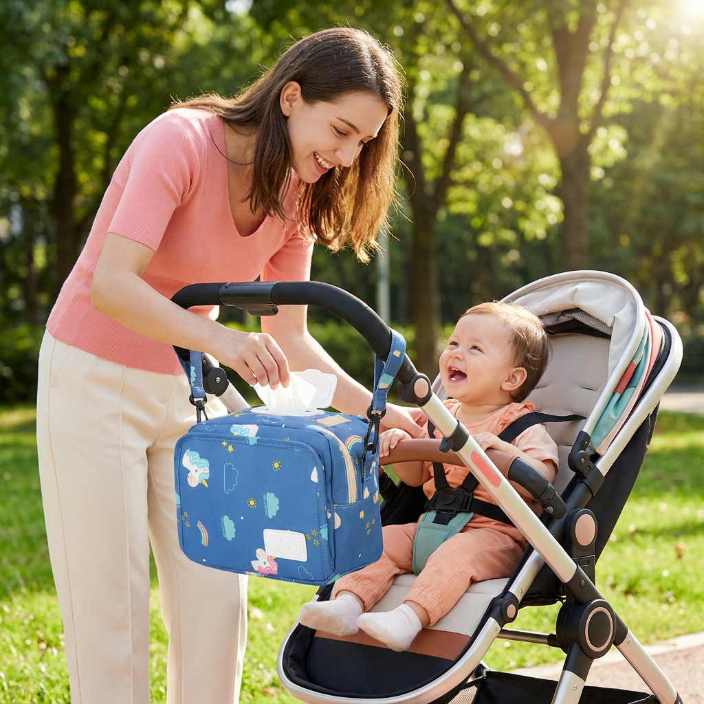 3in1 Stroller Organizer Bag – Waterproof Diaper Caddy with Insulated Pockets