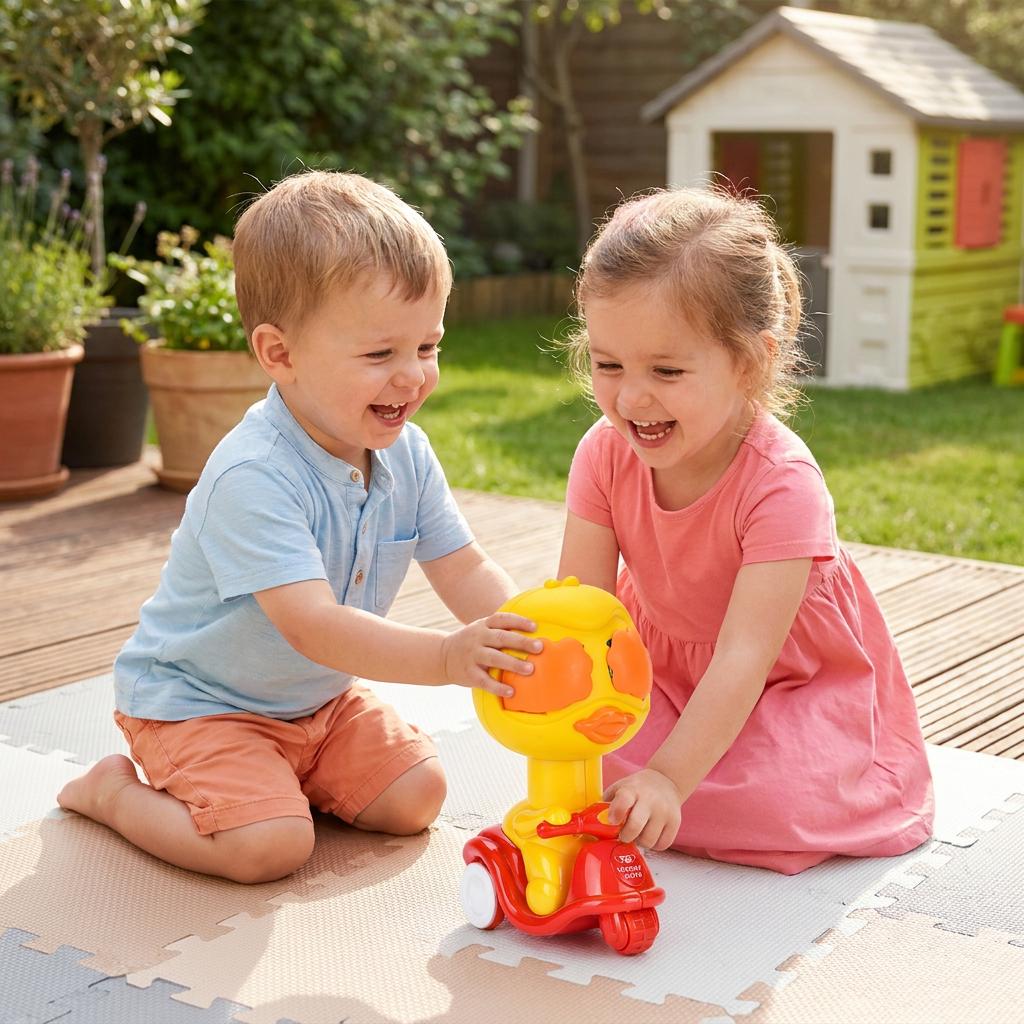 Press & Go Animal Motorcycle Toy – Cute Hide-and-Seek Character Car