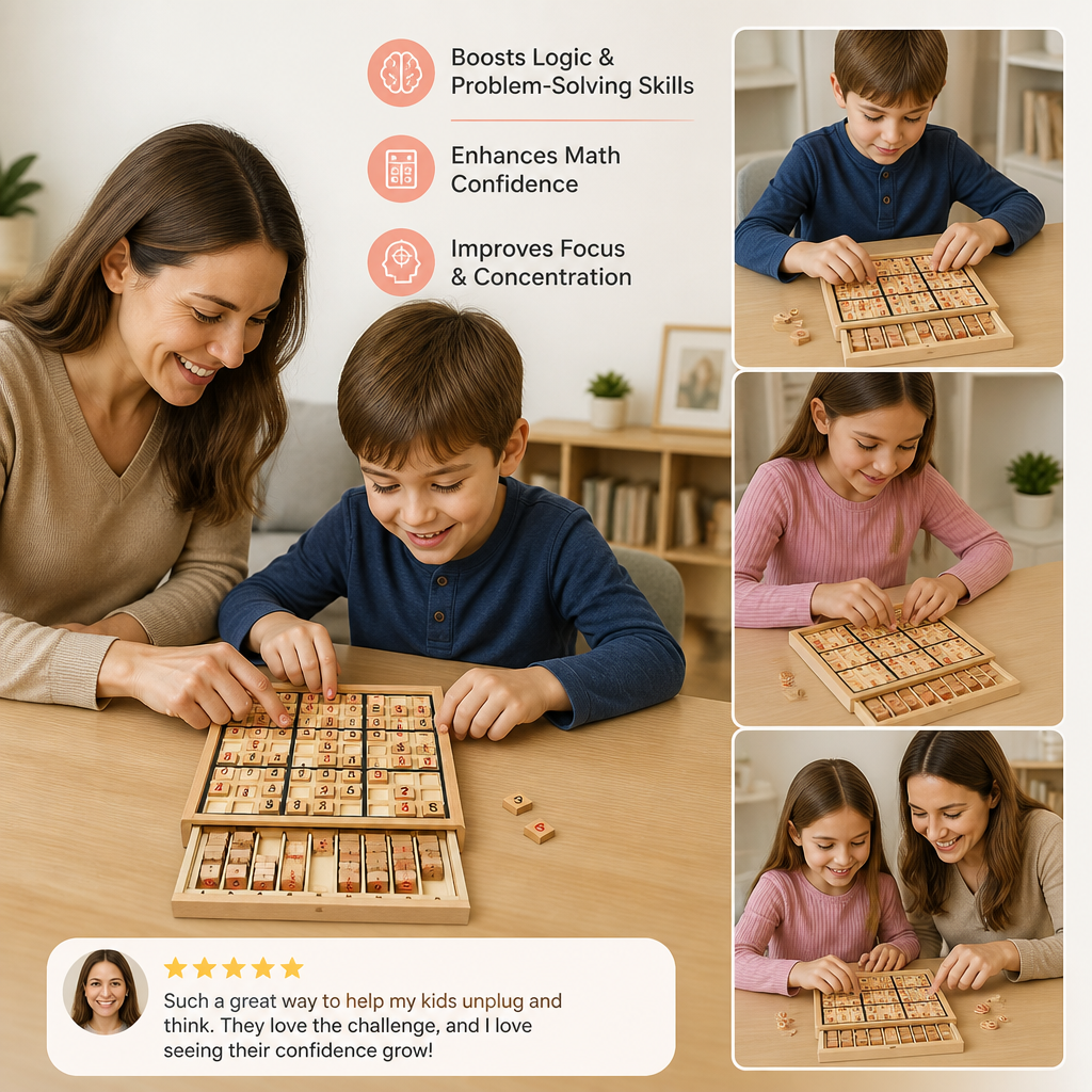 Wooden Sudoku Puzzle Board – Educational Logic & Math Game
