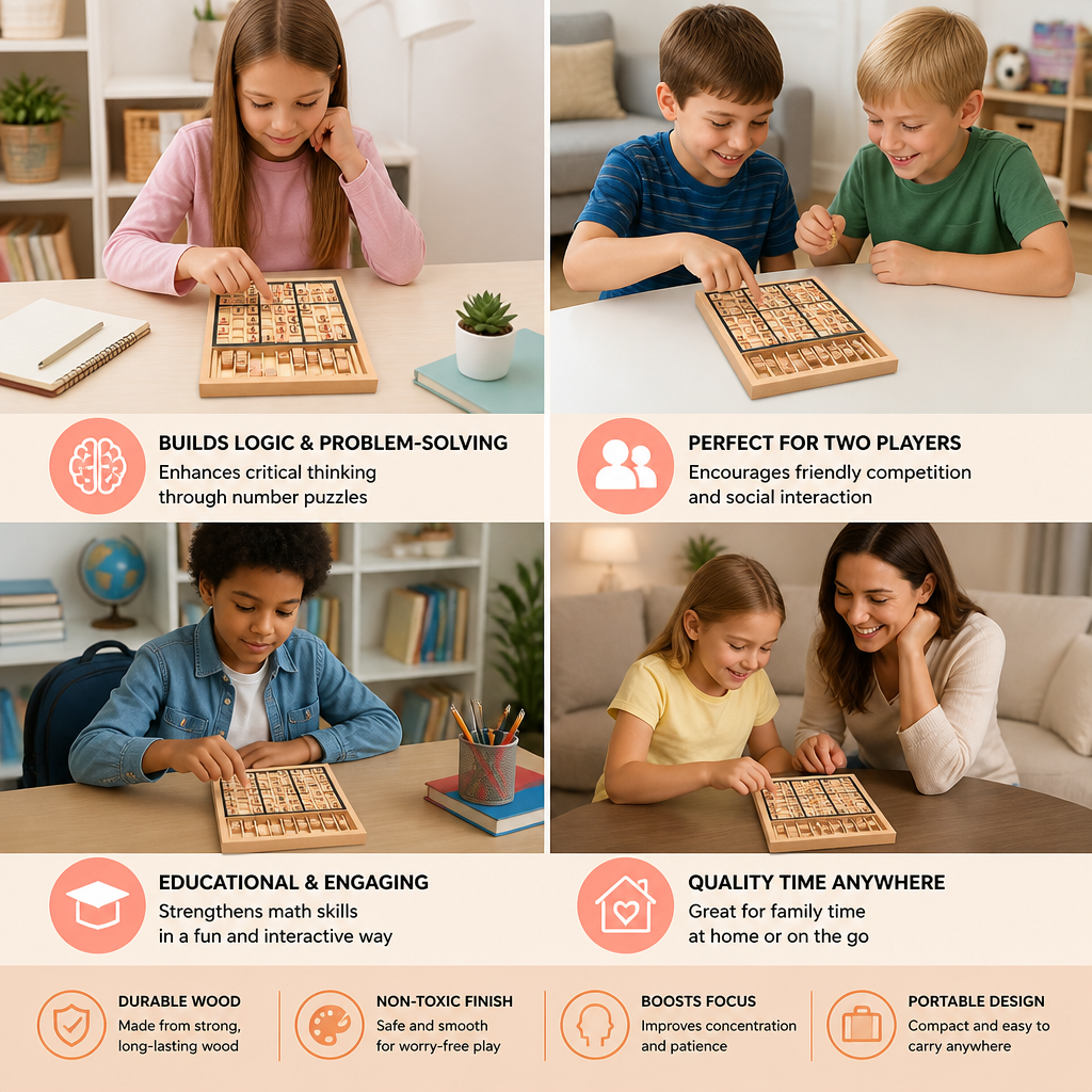 Wooden Sudoku Puzzle Board – Educational Logic & Math Game