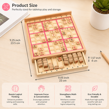 Wooden Sudoku Puzzle Board – Educational Logic & Math Game
