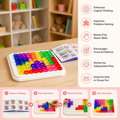 Rainbow Bead Puzzle Board – Logic & Problem-Solving Game