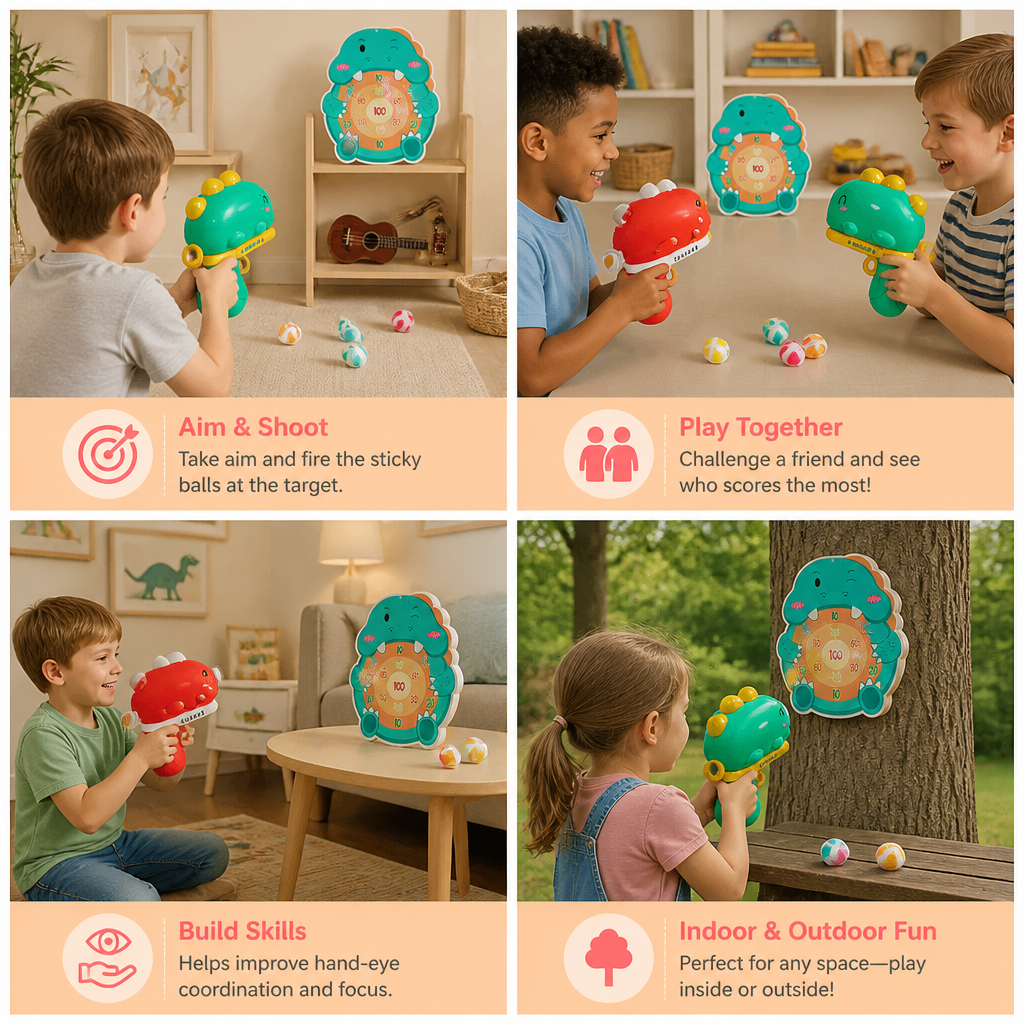 Dinosaur Sticky Ball Shooter – Target Shooting Game for Kids