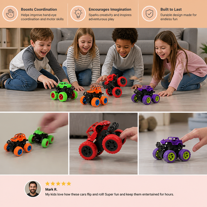 Friction-Powered Monster Truck Stunt Car for Kids