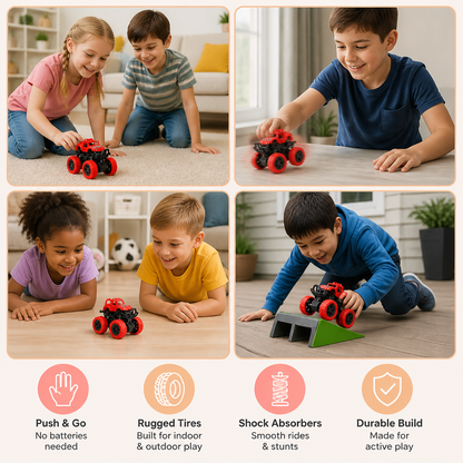 Friction-Powered Monster Truck Stunt Car for Kids
