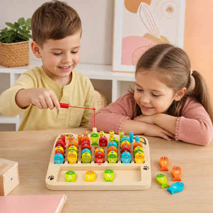 Wooden Magnetic Fishing Game – Alphabet, Math & Fine Motor Skills Learning Toy for Kids