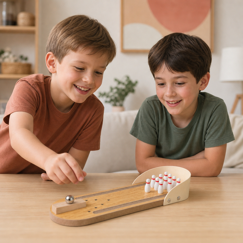 Wooden Mini Bowling Game – Portable Desktop Bowling Set for Kids