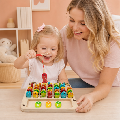Wooden Magnetic Fishing Game – Alphabet, Math & Fine Motor Skills Learning Toy for Kids