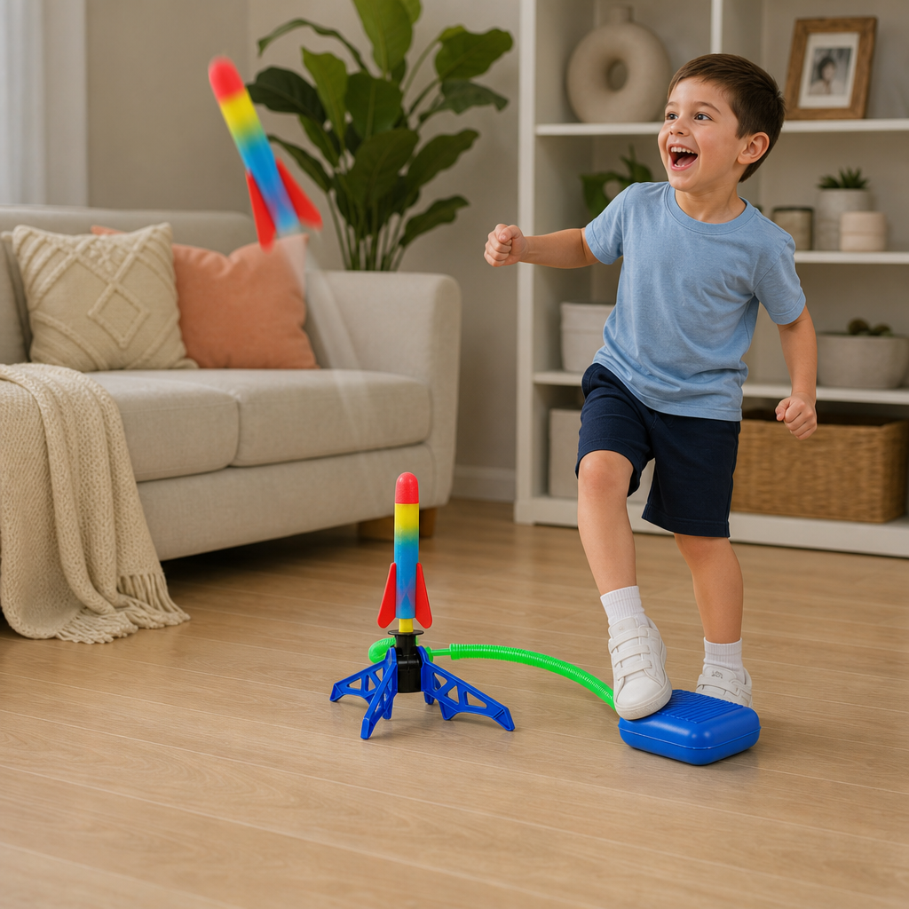 Safe & Soft Kids Rocket Launcher- Lightning Air-Powered Indoor Fun