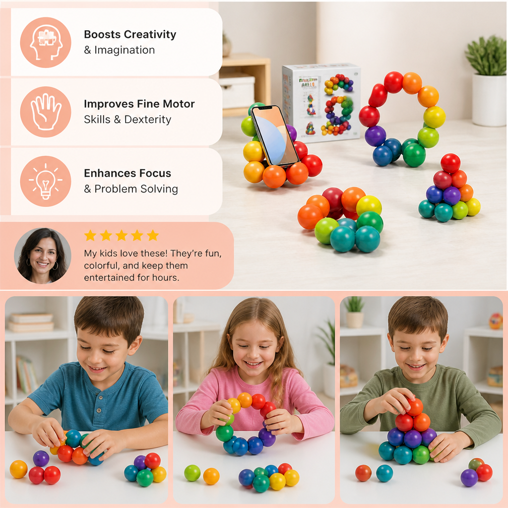 Colorful 3D Ball Building Set – Creative Construction & Fine Motor Skills Learning Toy for Kids