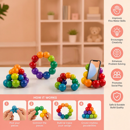 Colorful 3D Ball Building Set – Creative Construction & Fine Motor Skills Learning Toy for Kids
