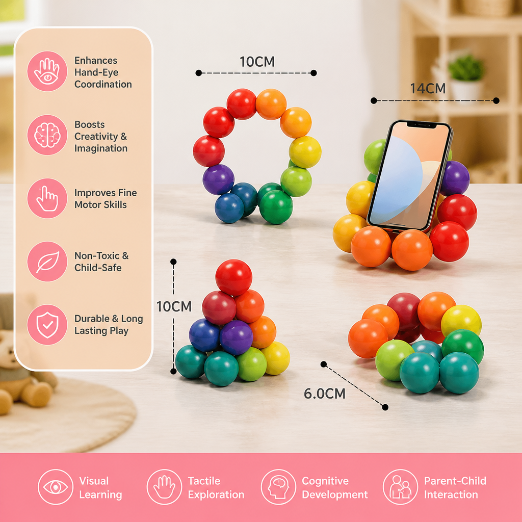 Colorful 3D Ball Building Set – Creative Construction & Fine Motor Skills Learning Toy for Kids