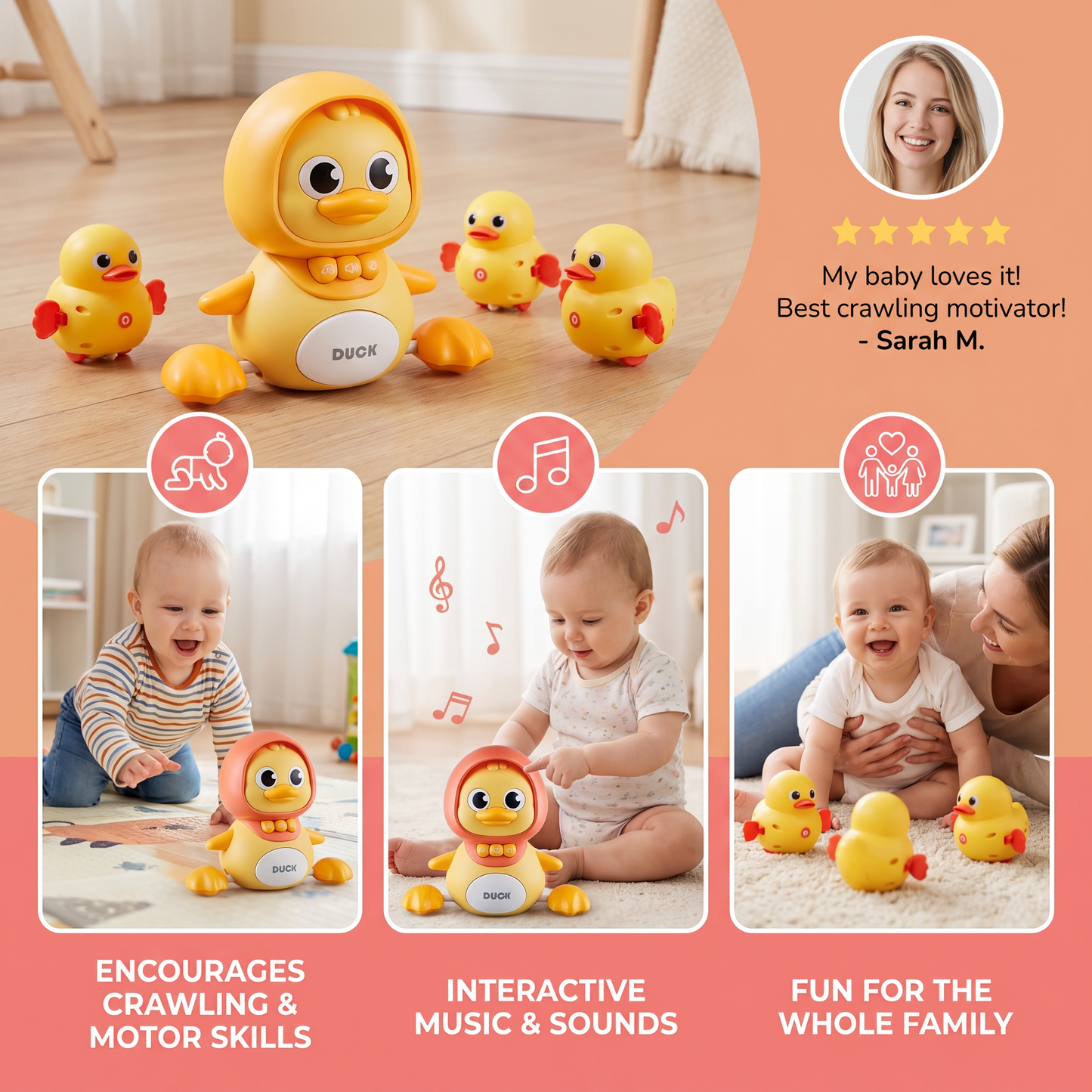 Musical Duck Family Crawling & Learning Toy for Babies
