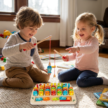 Wooden Magnetic Fishing Game – Alphabet, Math & Fine Motor Skills Learning Toy for Kids