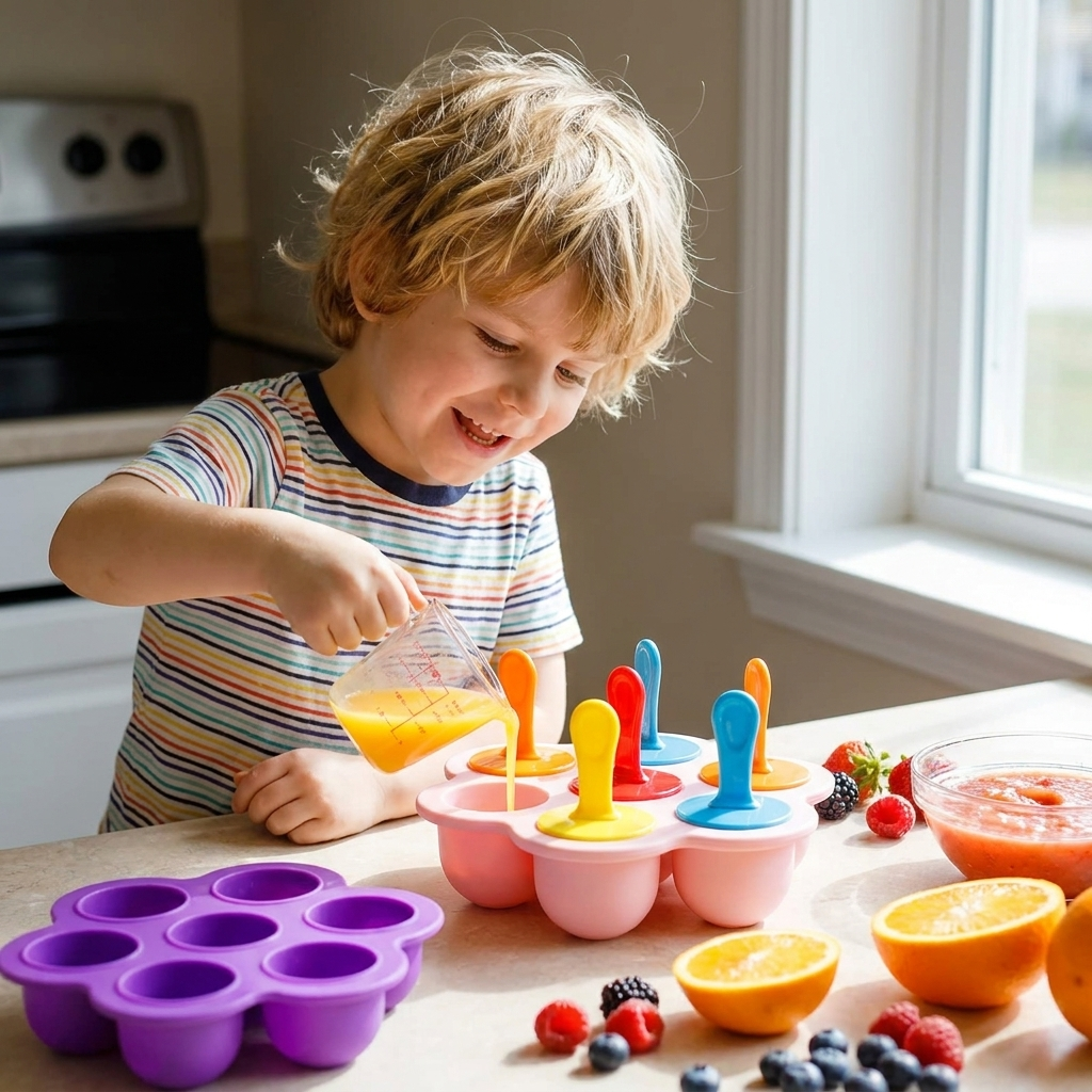 7-Piece Silicone Popsicle Mold – Reusable Ice Pop Maker for Kids