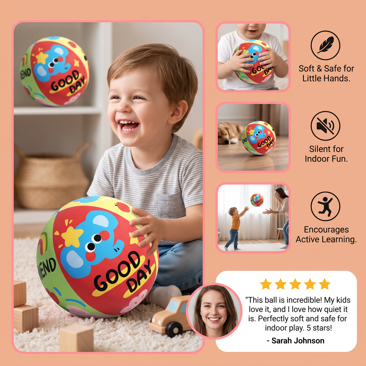 Soft & Safe Silent Indoor Play Ball for Kids