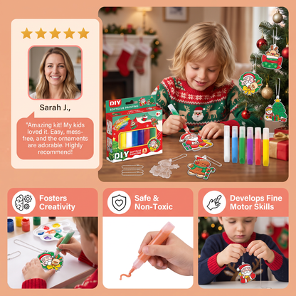 DIY Christmas No-Bake Glue Painting Ornament Craft Kit for Kids